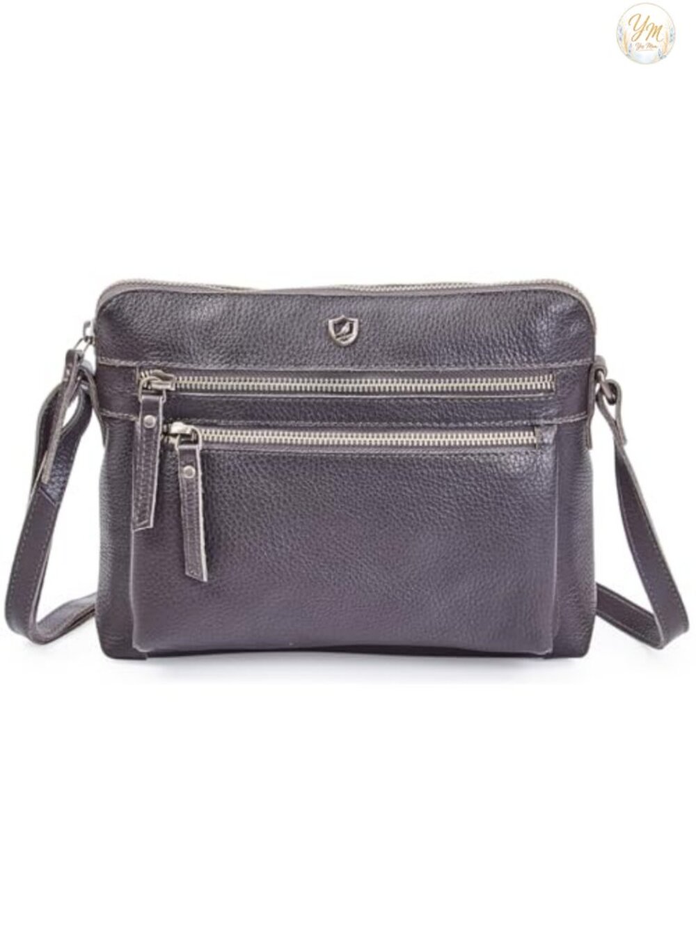 Women's Leather Crossbody Bag Small Purse Multi Zip Travel Handbag with